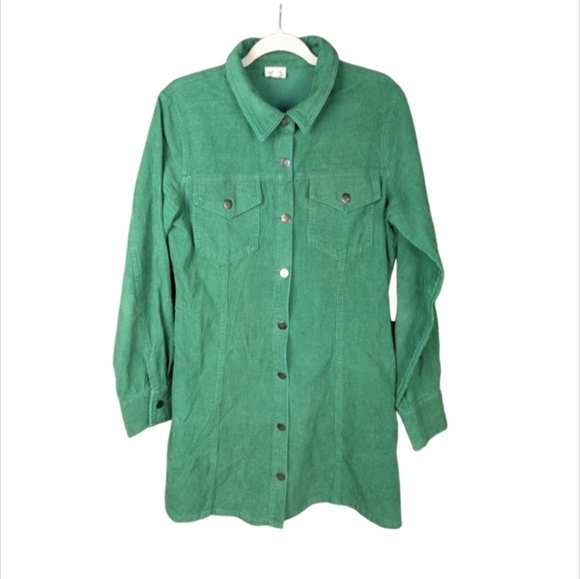 Le Lis large green corduroy long shacket with side pockets - Picture 1 of 10